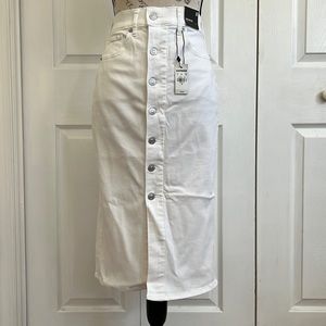 New w/tags! Express button down white denim midi skirt size 00